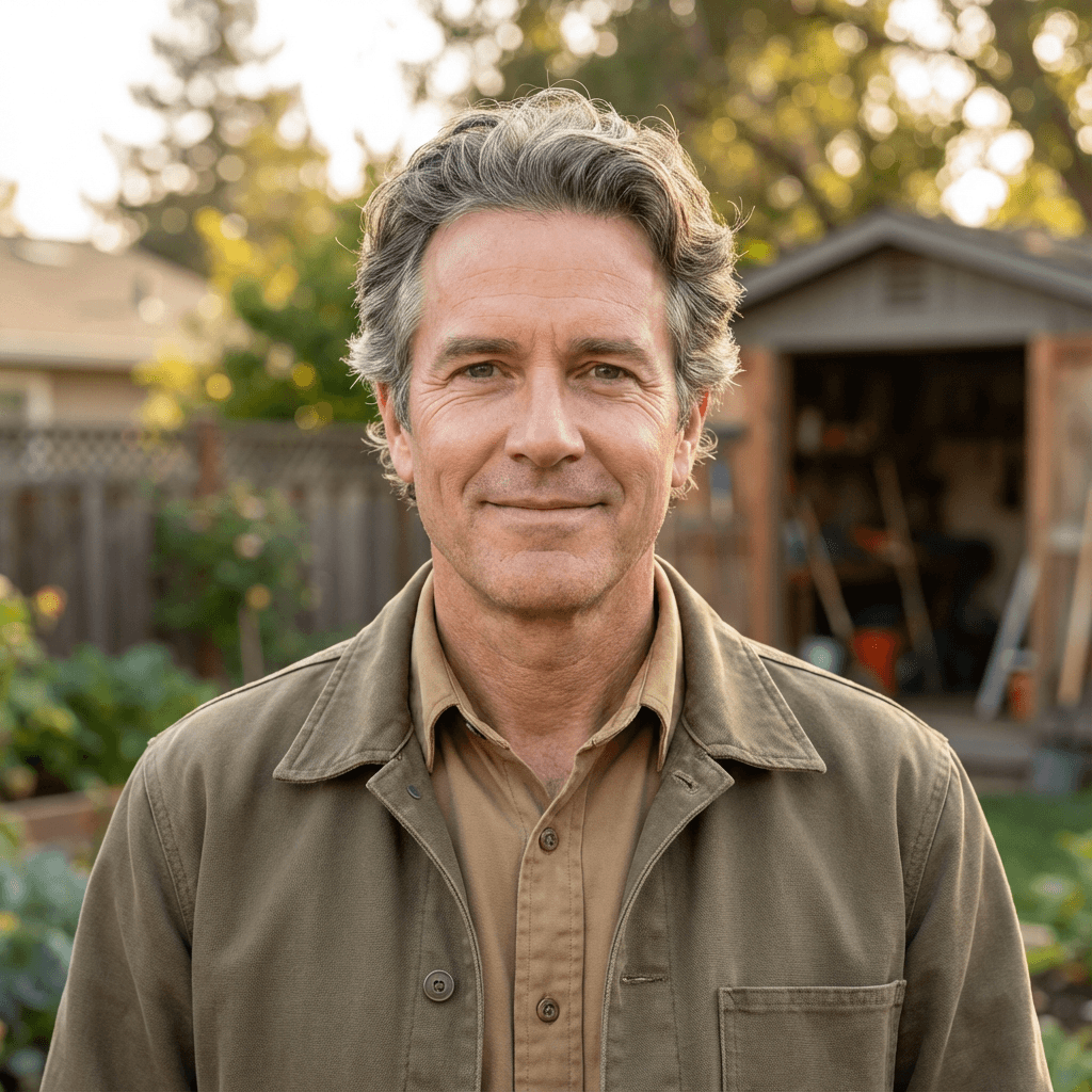 Male customer in his early 40s, casual appearance